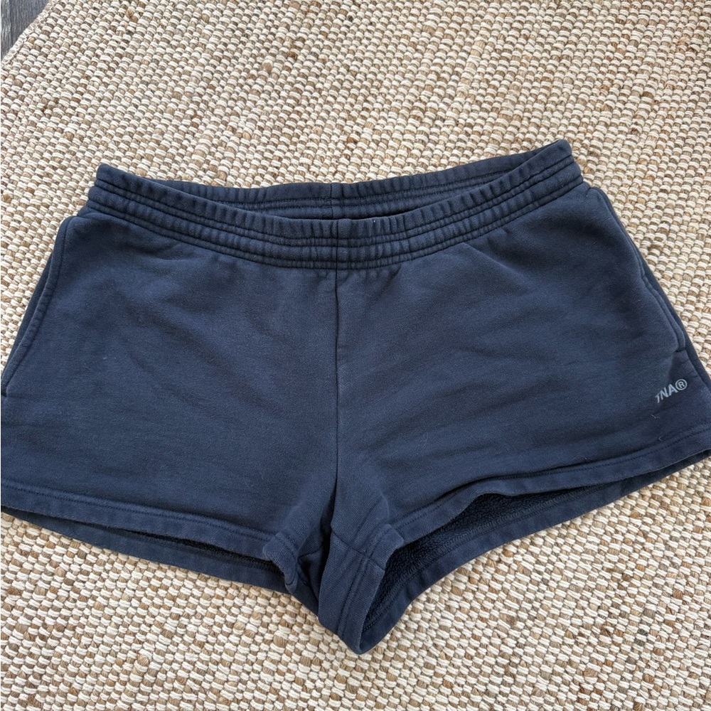 TNA Fleece Boyfriend Fit Lounge Shorts in Navy and Heather Gray Bundle - Picture 7 of 8